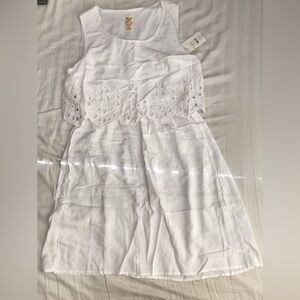 Faded Glory white casual lined rayon/polyester summer dress NWT